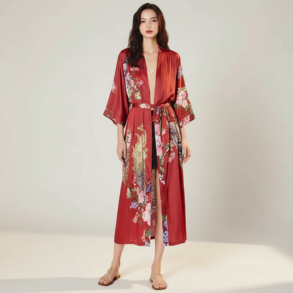 Nordspur | Lunafleur Long Floral Kimono Robe