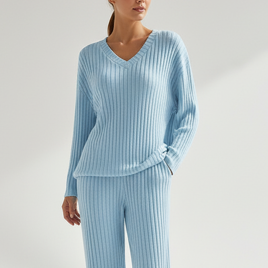 Nordspur | Lunavell Ribbed V Neck Lounge Set