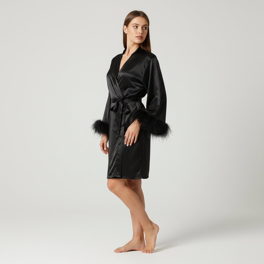 Nordspur | Lunavera Short Wrap Robe With Trim