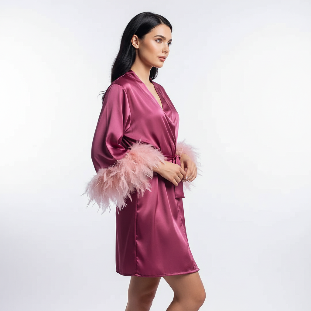 Nordspur | Lunavera Short Wrap Robe With Trim