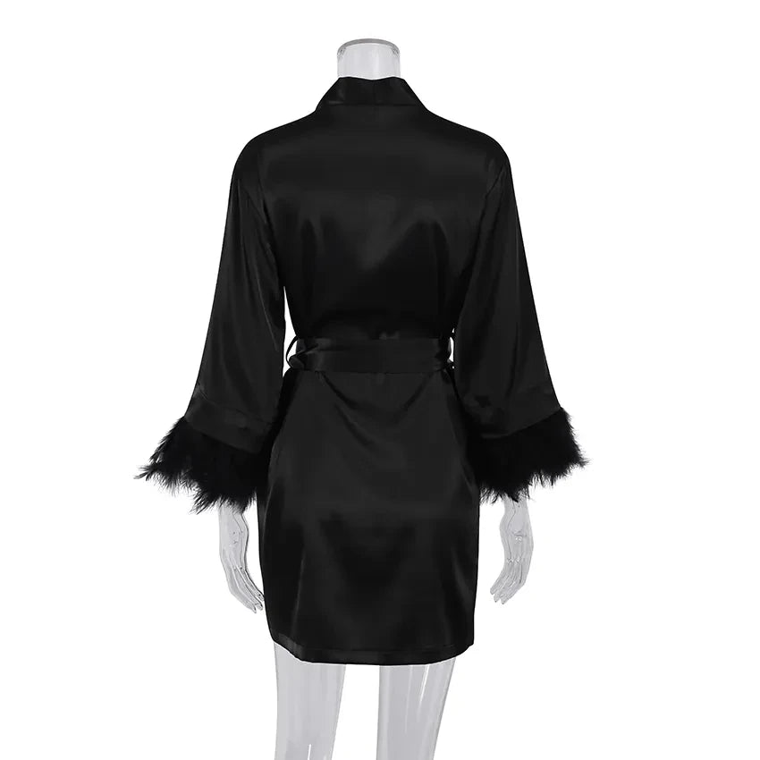 Nordspur | Lunavera Short Wrap Robe With Trim