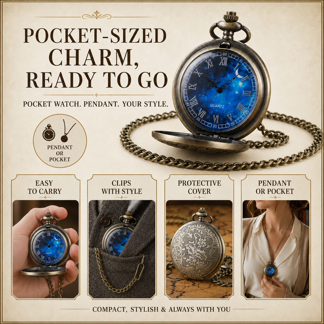 Nordspur | Lunivault Vintage Pocket Watch Pendant