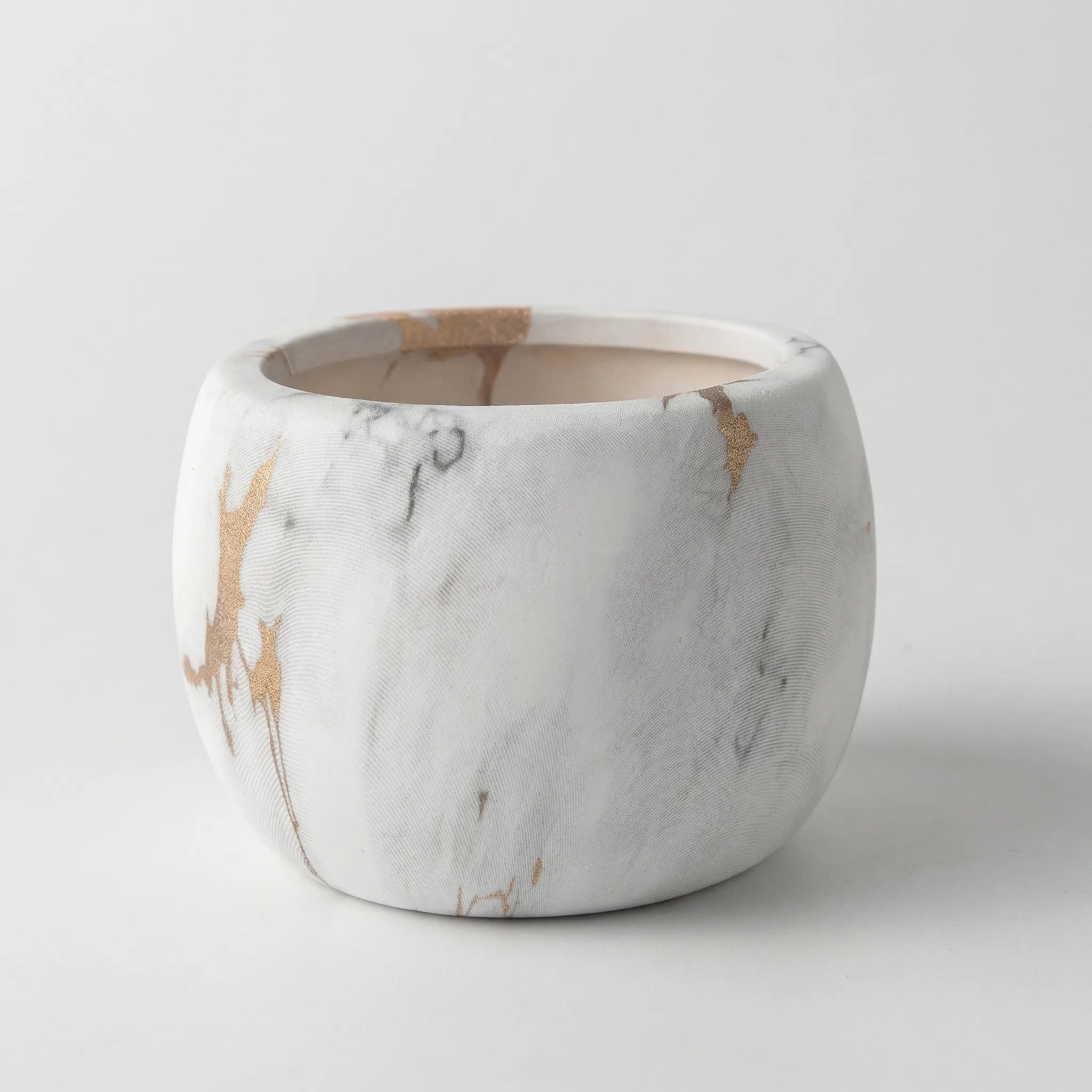 Nordspur | Marblique Marble And Wood-Effect Decorative Plant Pot