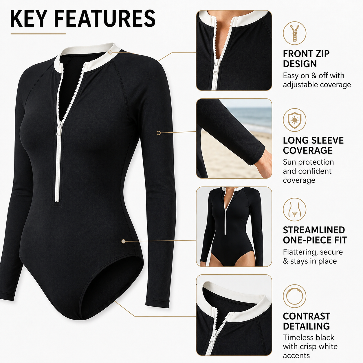 Nordspur | Marivex Long Sleeve One Piece Swimsuit