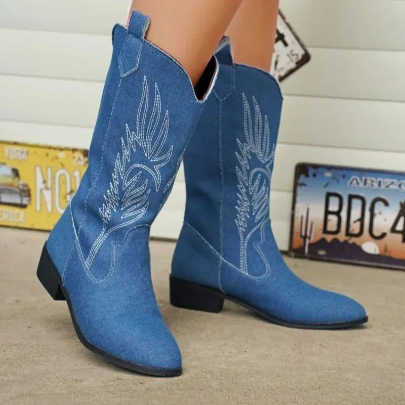 Nordspur | Mid Calf Embroidered Cowboy Boots