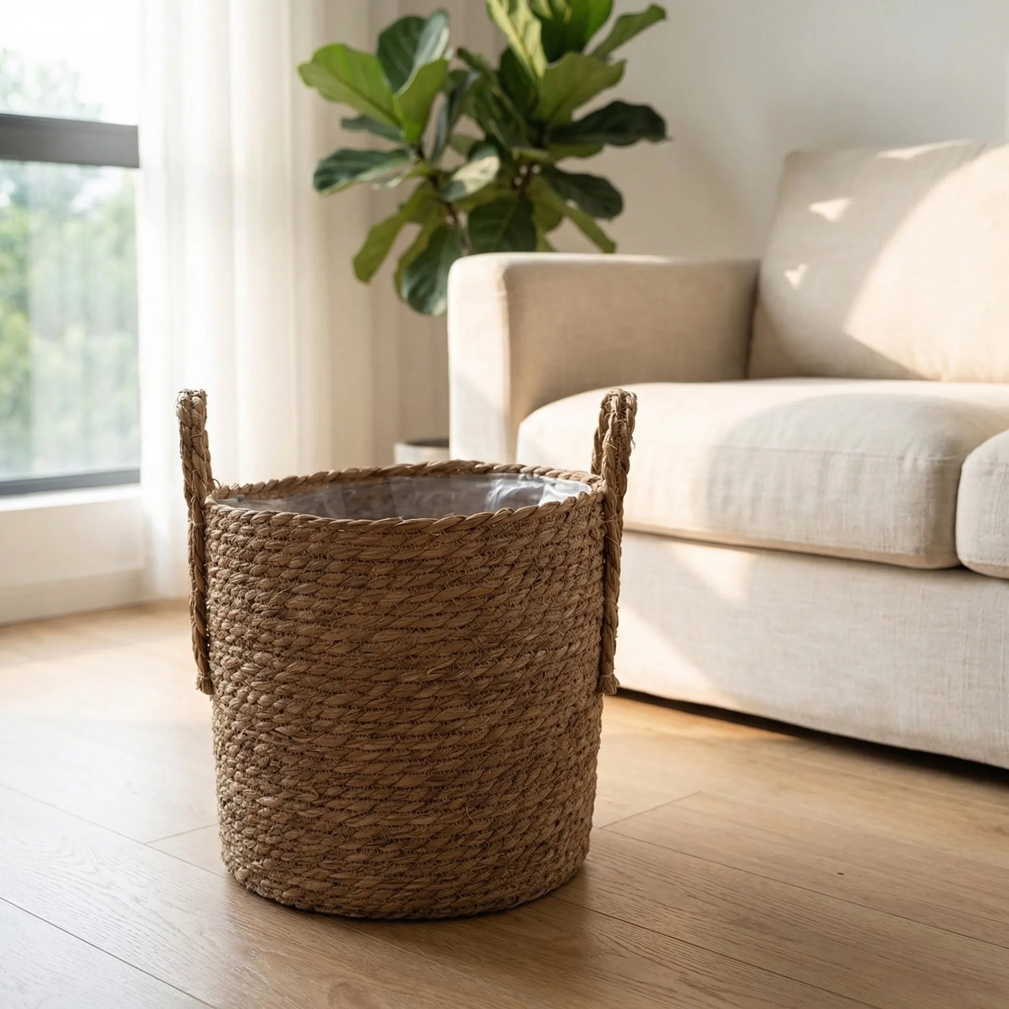 Nordspur | Nestara Hand-Woven Floor Plant Basket With Handles