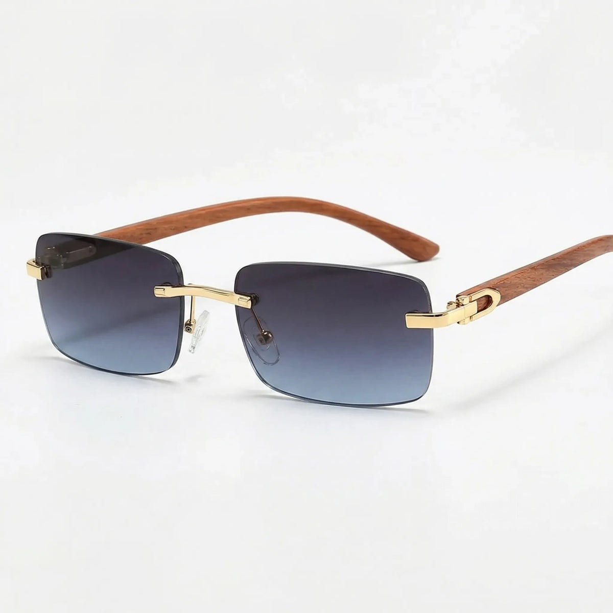 Square Rimless Shades Rimless Square Sunglasses - Leopard Detail - Luxury Style