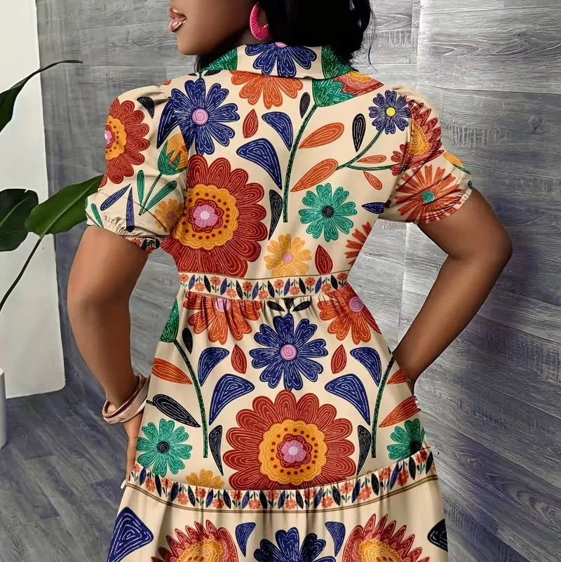 Nordspur | Petalia Floral Print Puff Sleeve Mini Dress