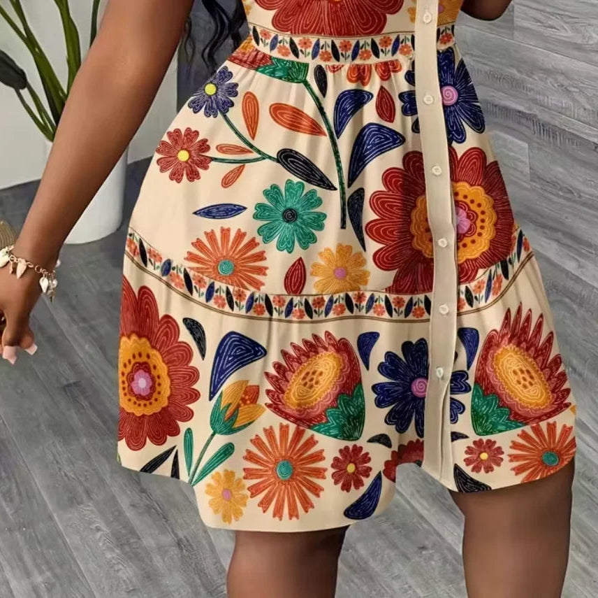 Nordspur | Petalia Floral Print Puff Sleeve Mini Dress