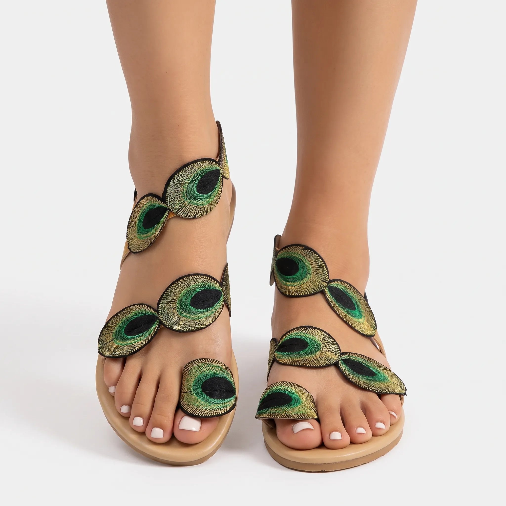 Nordspur | PlumeWalk Embroidered Strappy Flat Sandals