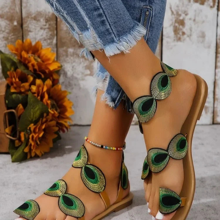 Nordspur | PlumeWalk Embroidered Strappy Flat Sandals