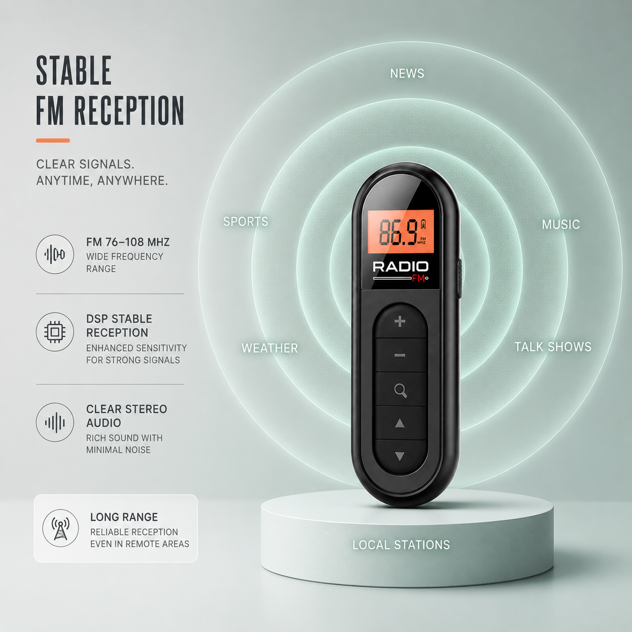 Nordspur | PocketWave Rechargeable Pocket FM Radio