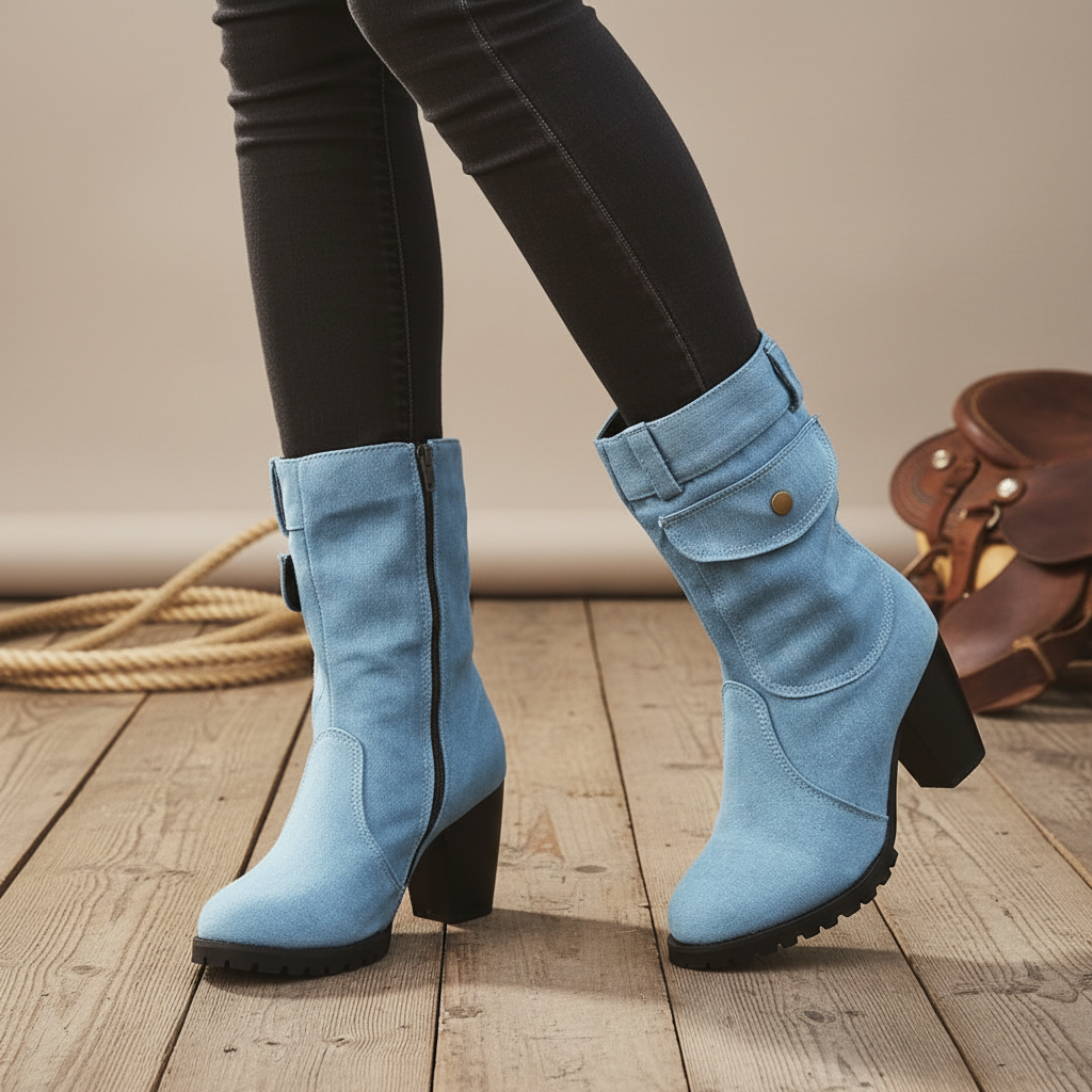 Nordspur | Pointed Toe Denim Ankle Boots