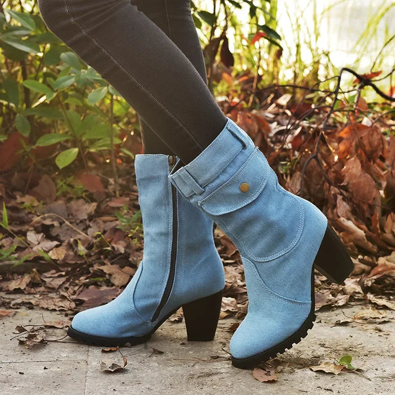 Nordspur | Pointed Toe Denim Ankle Boots