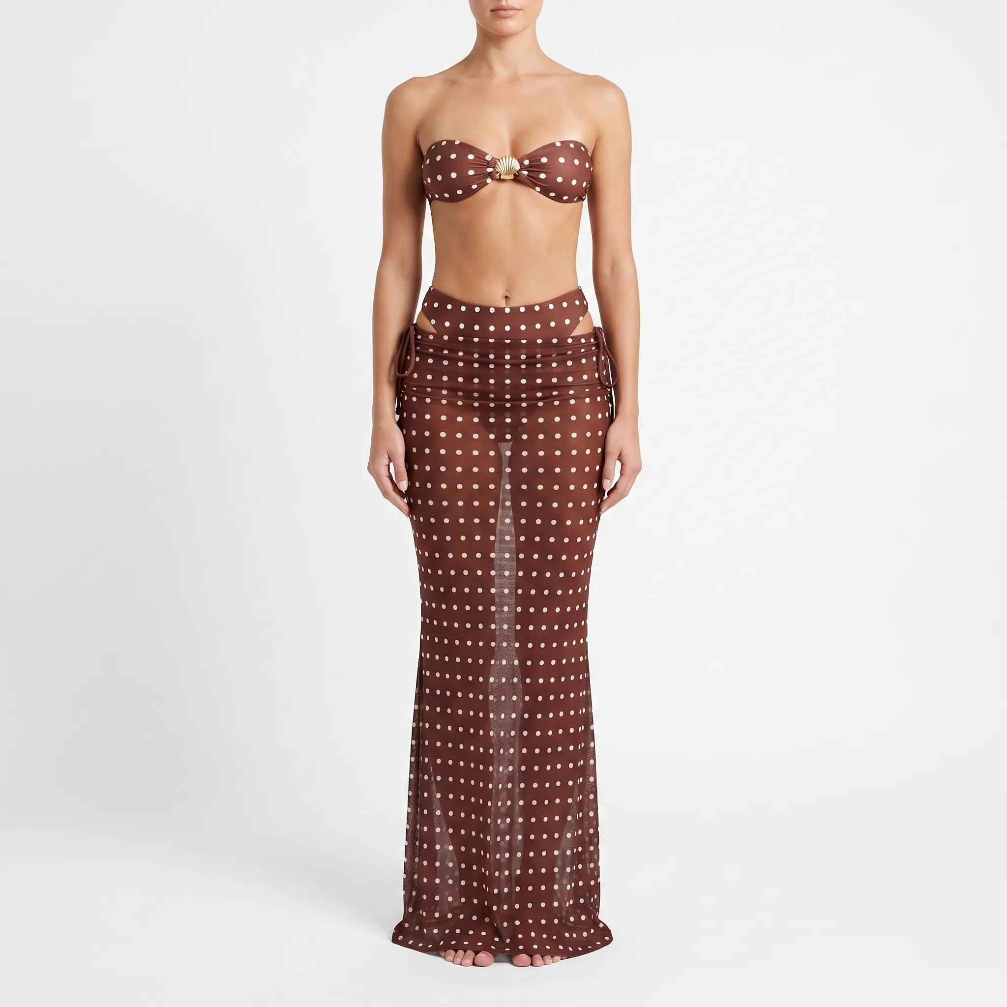Nordspur | Polkaria Polka Dot Strapless Bikini And Skirt Set