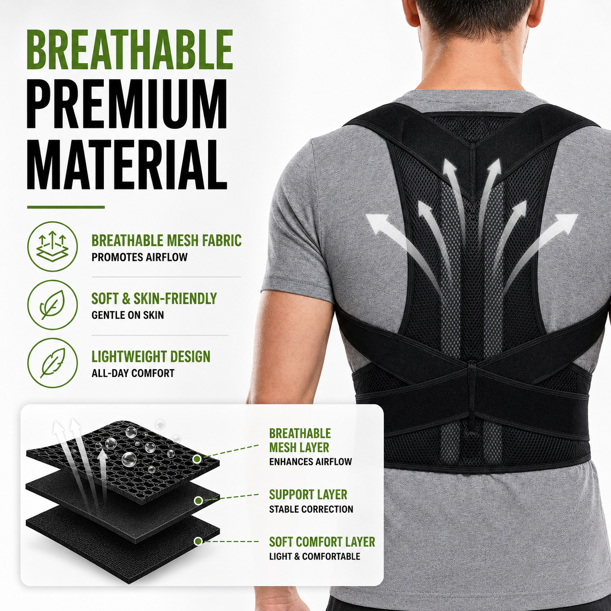 Nordspur | PostuRise Adjustable Unisex Posture Brace