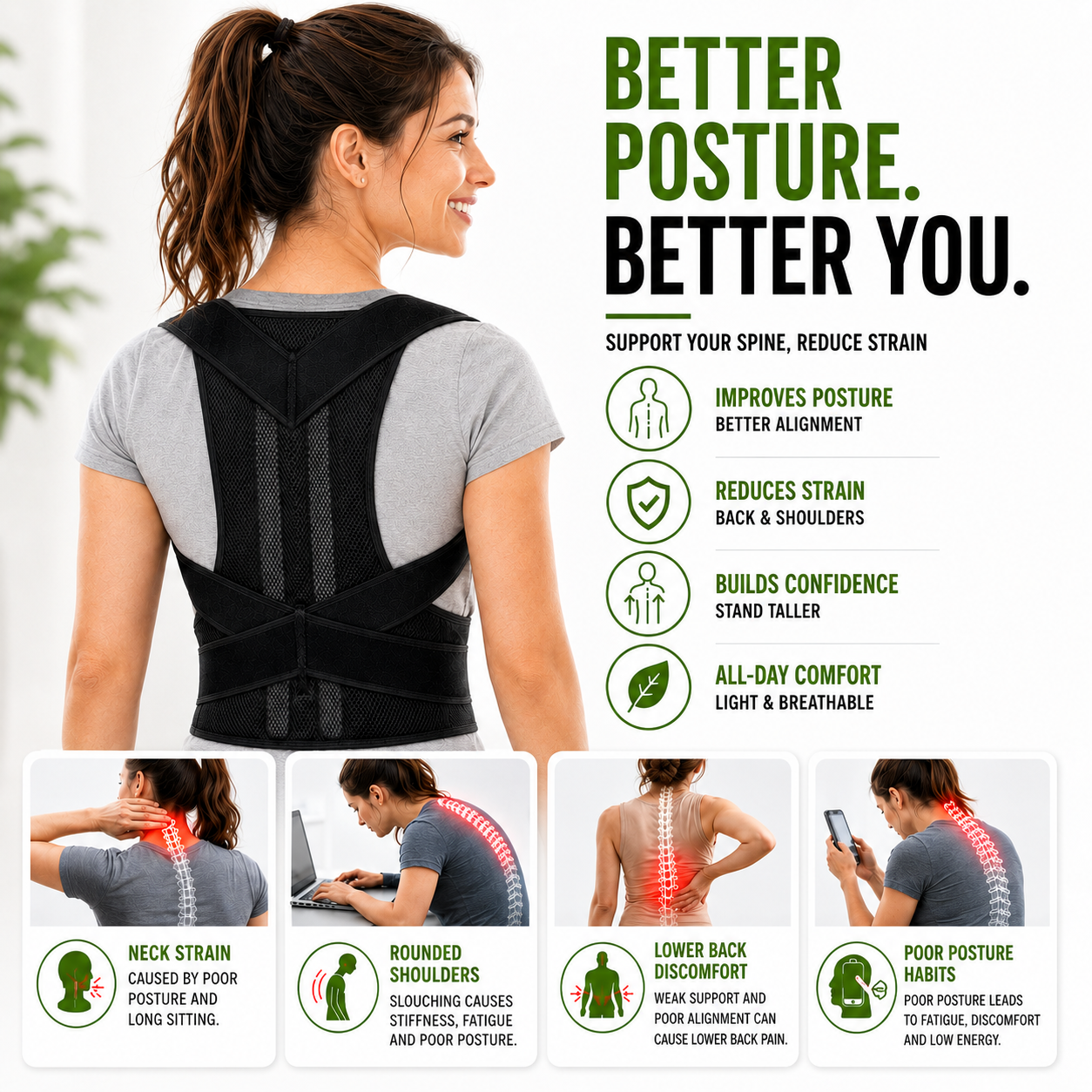 Nordspur | PostuRise Adjustable Unisex Posture Brace