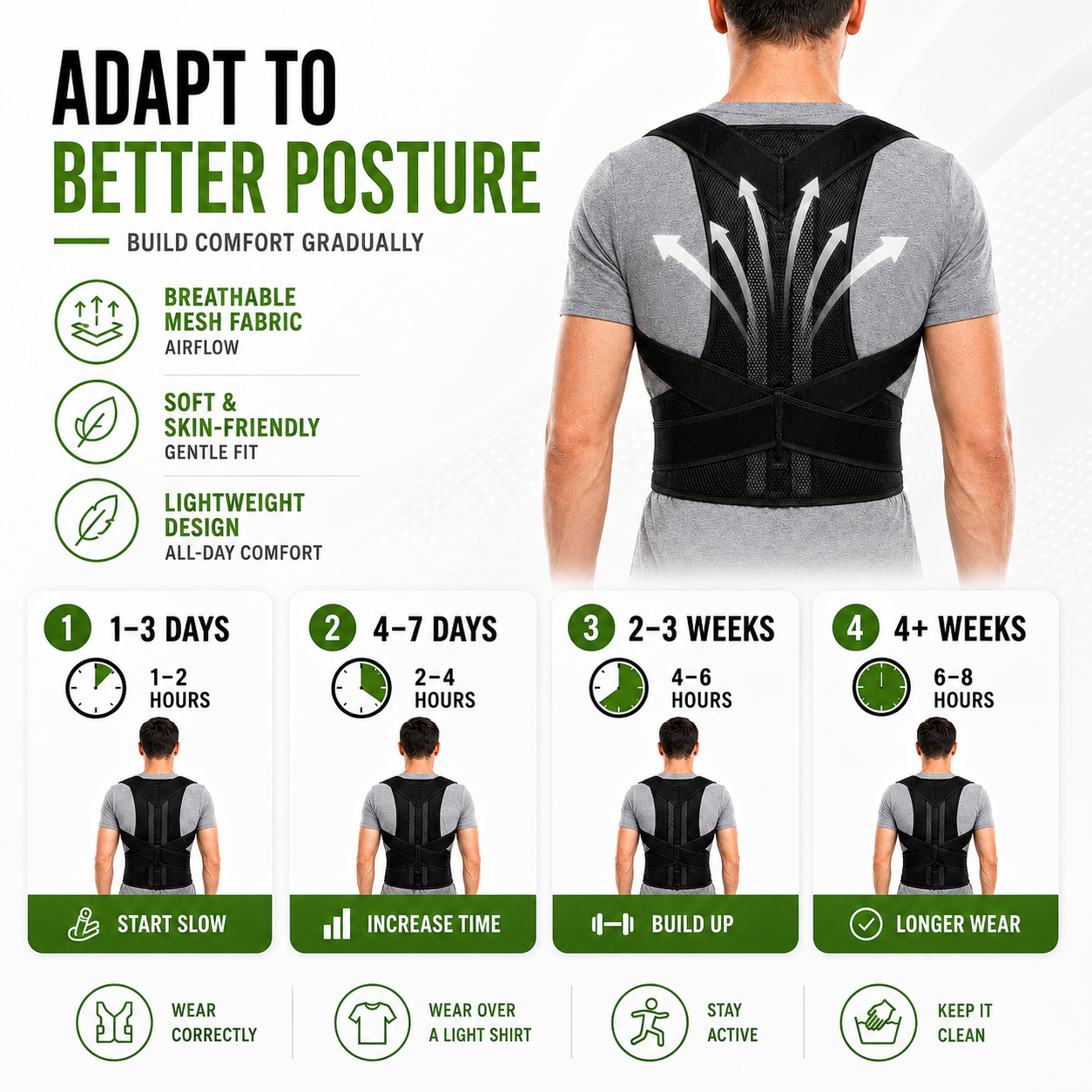 Nordspur | PostuRise Adjustable Unisex Posture Brace