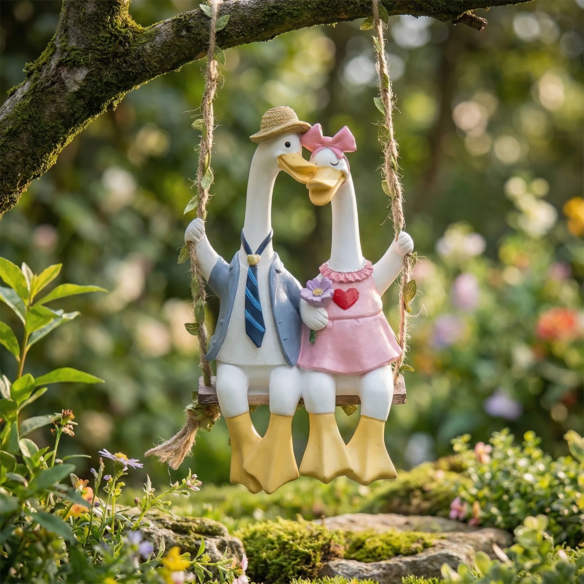 Nordspur | Quacksworth Couple Duck Swing Garden Figurine