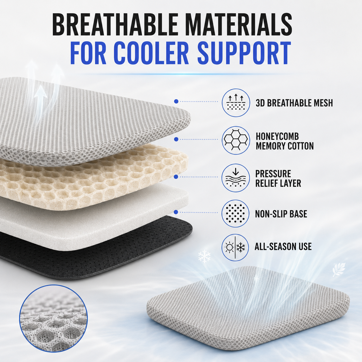 Nordspur | RideLift Breathable Honeycomb Seat Cushion