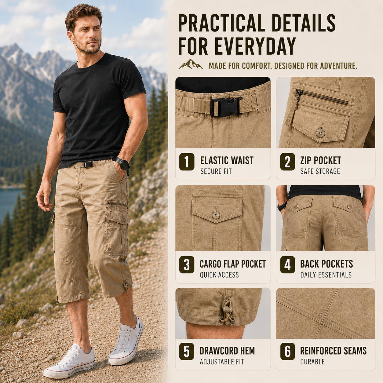 Nordspur | Roverix Below-Knee Cargo Hiking Shorts