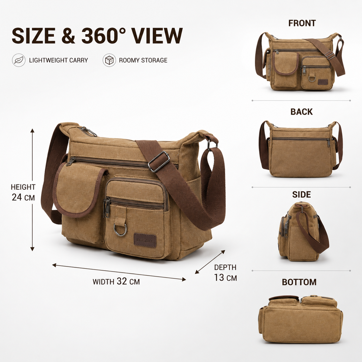 Nordspur | Rovlyn Vintage-Style Canvas Crossbody Bag
