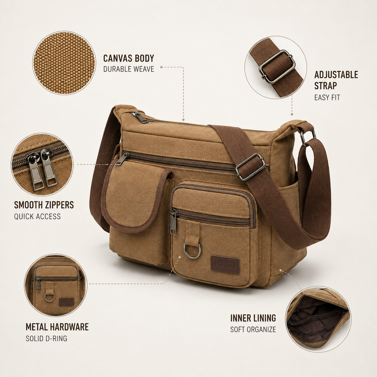 Nordspur | Rovlyn Vintage-Style Canvas Crossbody Bag