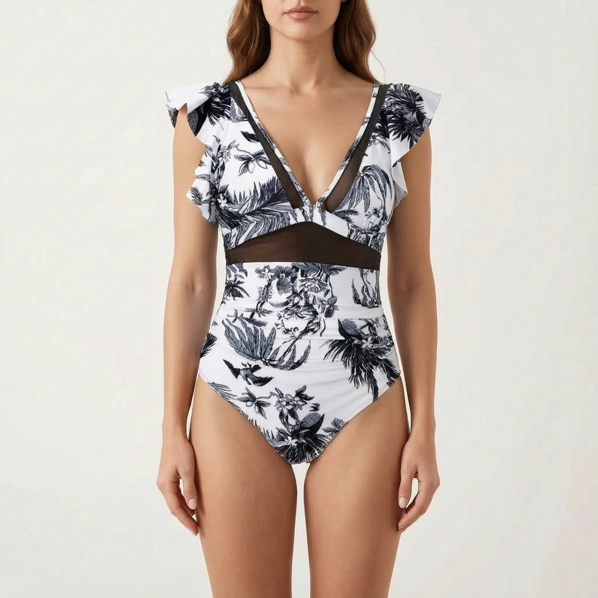 Nordspur | Ruchelle Ruched V-Neck One Piece Swimsuit