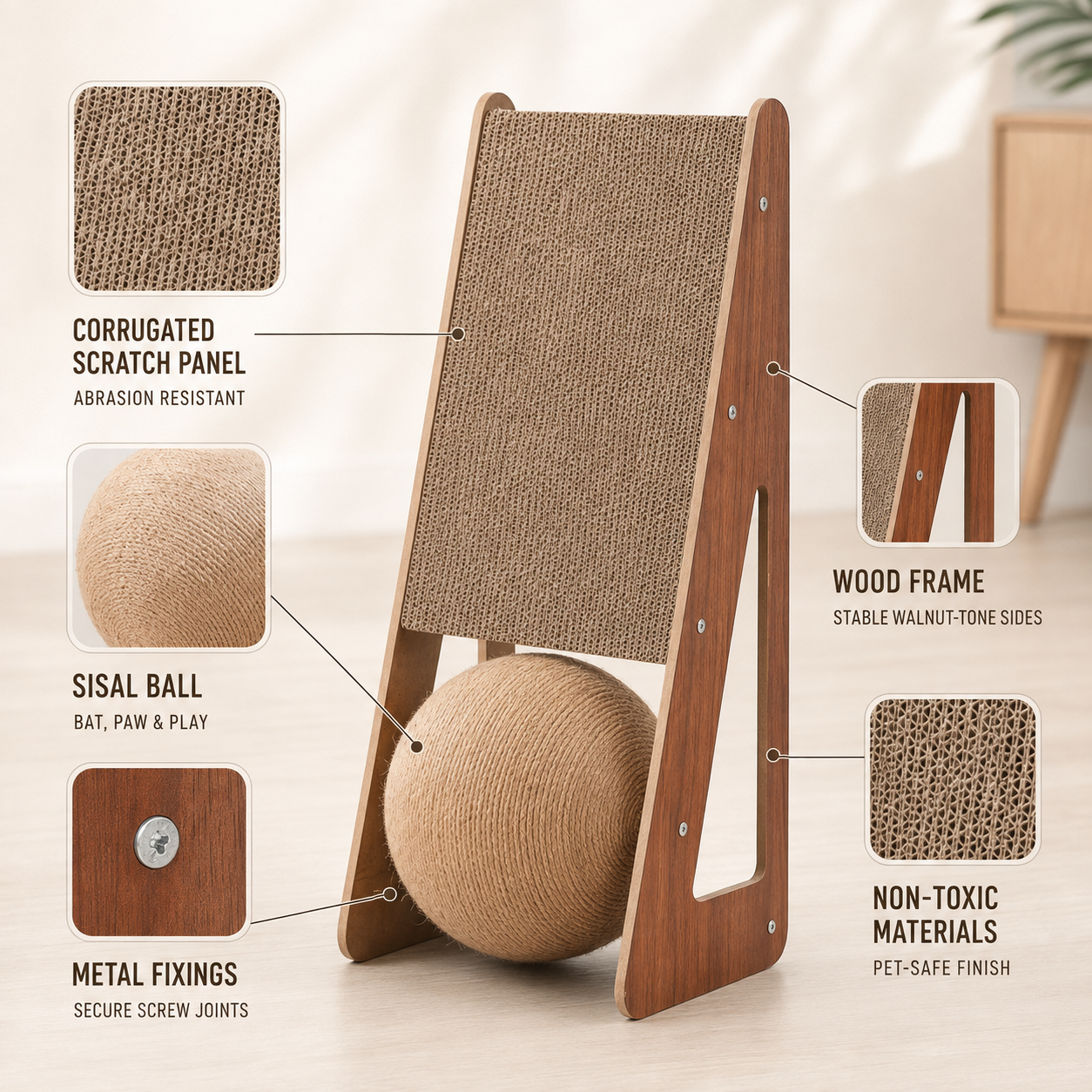 Nordspur | Scratchwell Vertical Wall-Leaning Cat Scratching Board