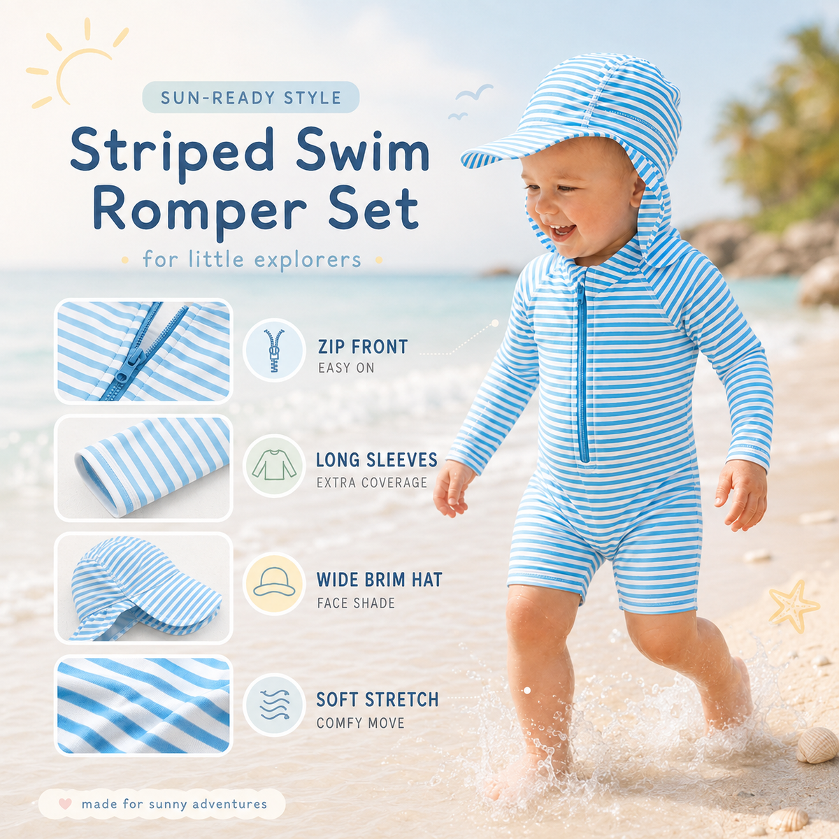 Nordspur | Seabuddo Long Sleeve Zip Swim Romper