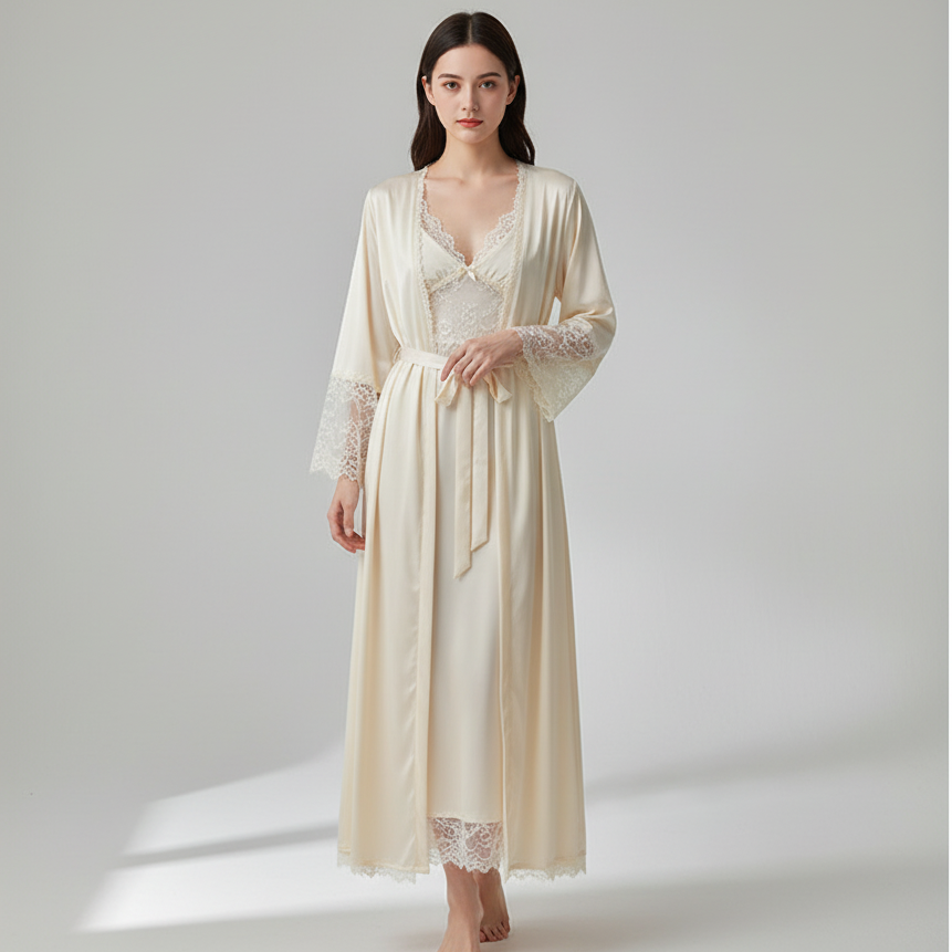 Nordspur | Serelume Long Lace Trimmed Robe Set
