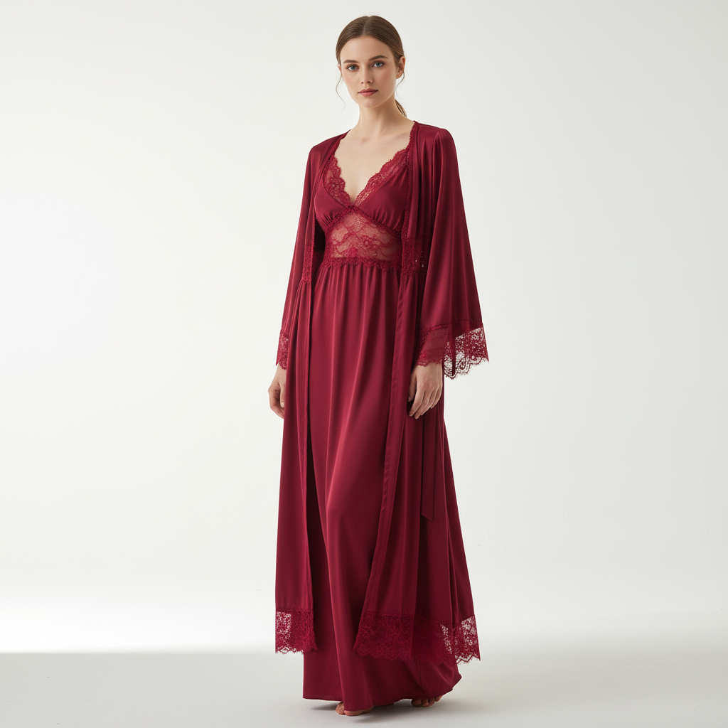 Nordspur | Serelume Long Lace Trimmed Robe Set