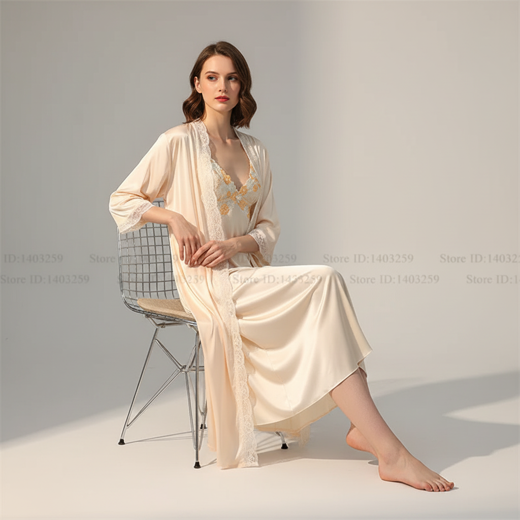 Nordspur | Serelume Long Lace Trimmed Robe Set
