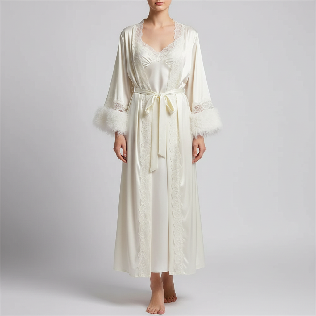 Nordspur | Serelume Long Lace Trimmed Robe Set