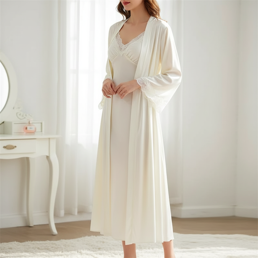 Nordspur | Serelume Long Lace Trimmed Robe Set