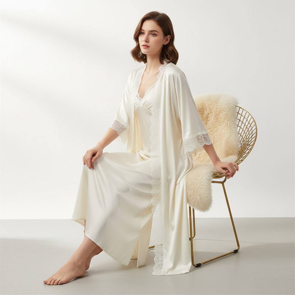 Nordspur | Serelume Long Lace Trimmed Robe Set
