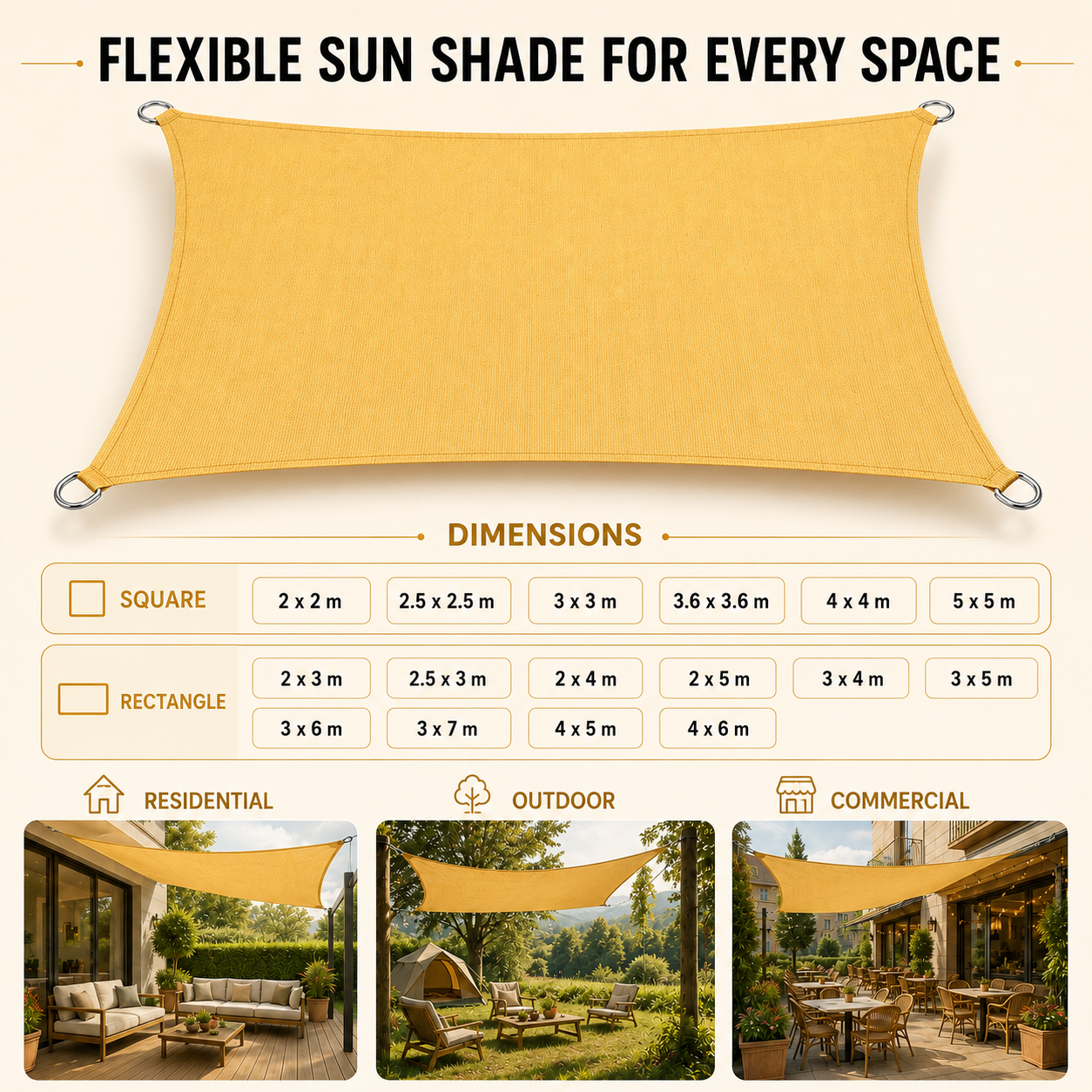 Nordspur | Shadeara Rectangular Sun Shade Canopy