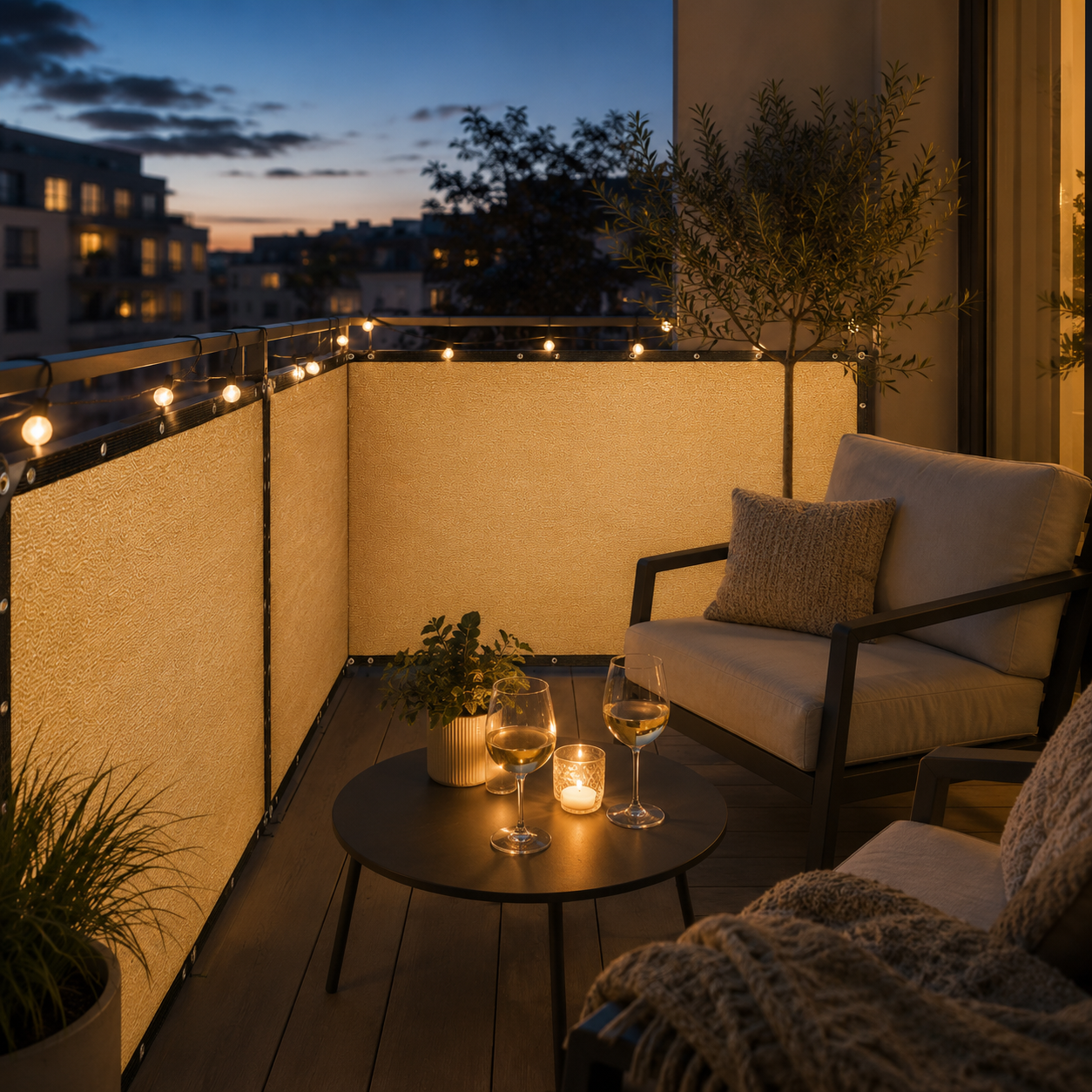 Nordspur | Shadeora Balcony Privacy Screen | Sun Shade & Wind Panel with Eyelets