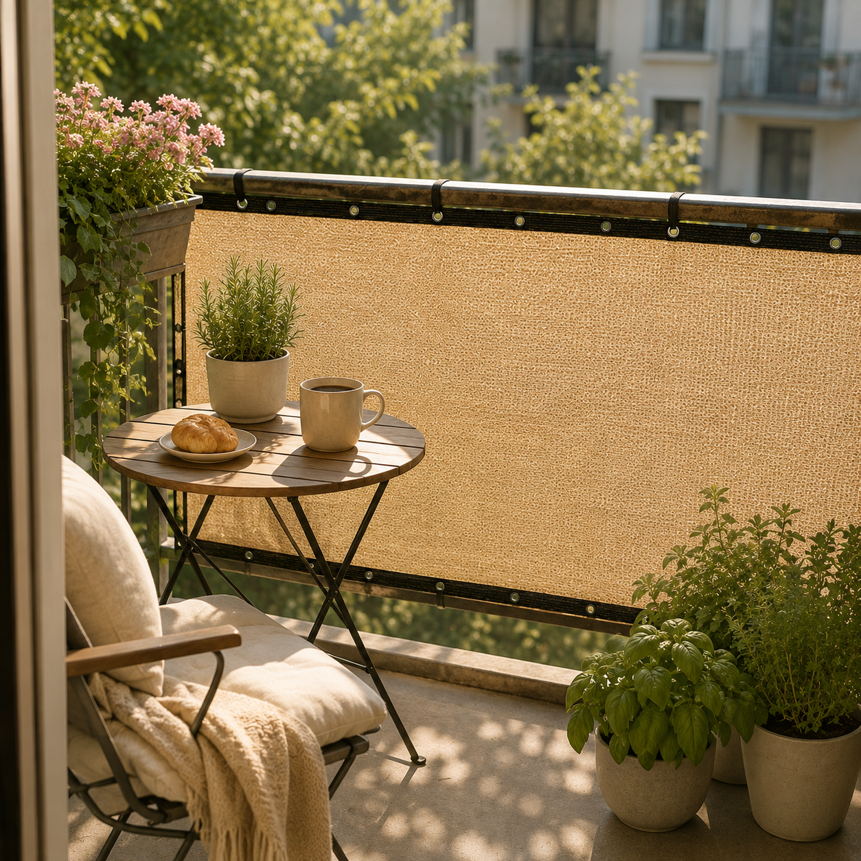 Nordspur | Shadeora Balcony Privacy Screen | Sun Shade & Wind Panel with Eyelets