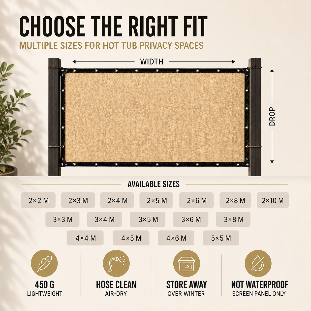 Nordspur | Shadeora Hot Tub Privacy Screen | Garden Shade & Screening Panel