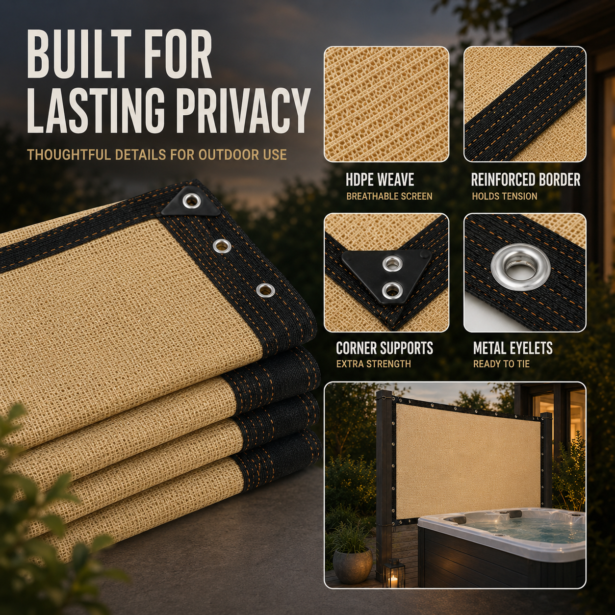 Nordspur | Shadeora Hot Tub Privacy Screen | Garden Shade & Screening Panel