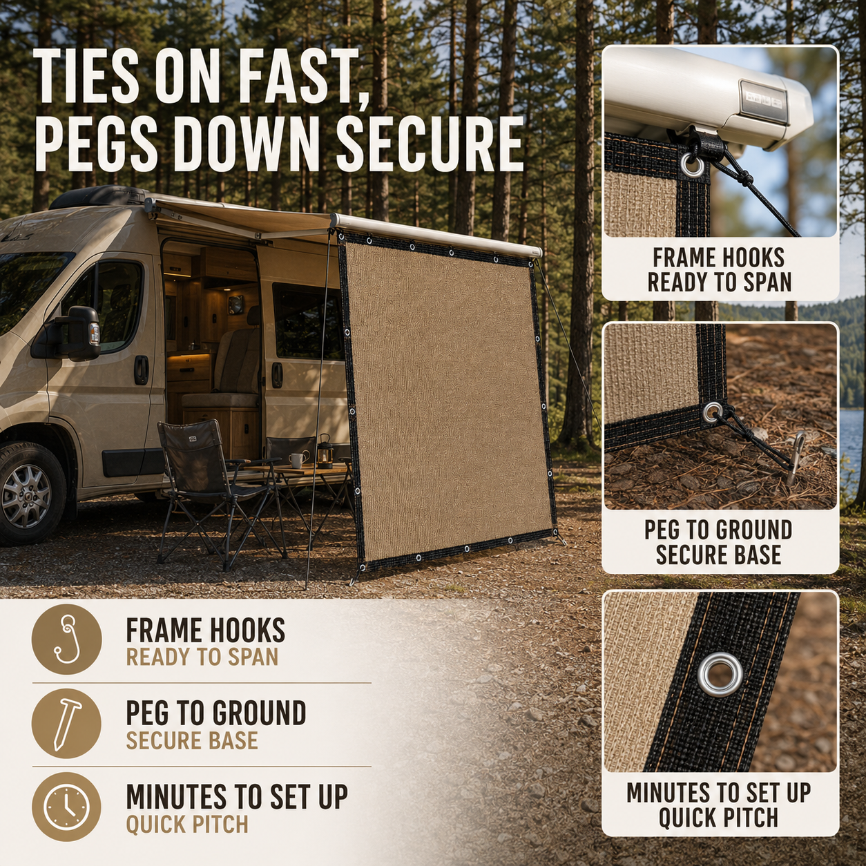 Nordspur | Shadeora Caravan Awning Side Panel | Campervan Sun & Wind Screen