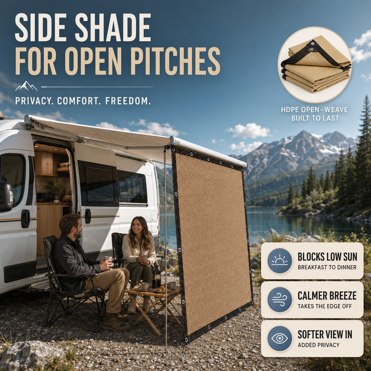 Nordspur | Shadeora Caravan Awning Side Panel | Campervan Sun & Wind Screen