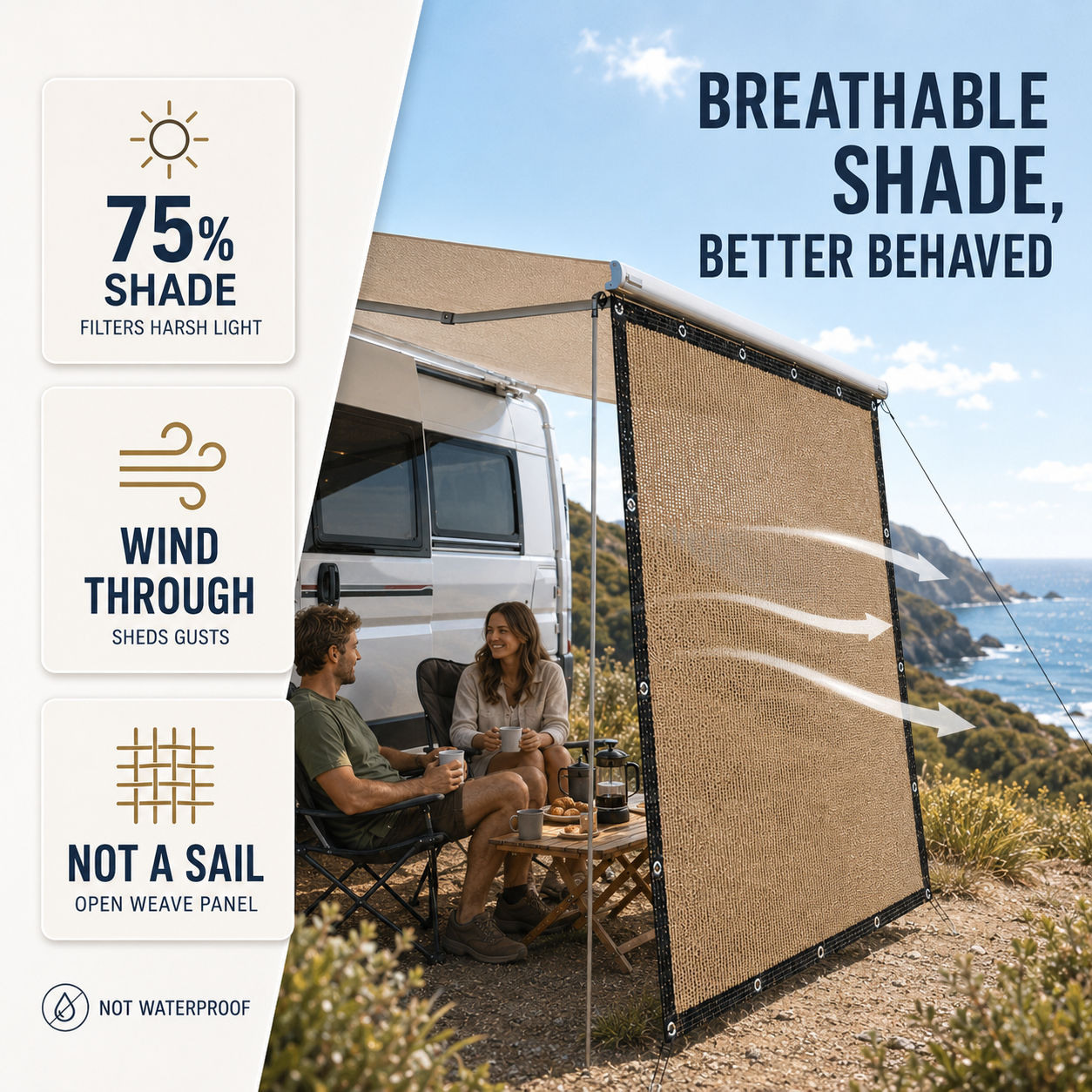 Nordspur | Shadeora Caravan Awning Side Panel | Campervan Sun & Wind Screen