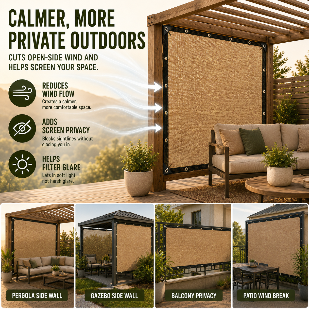 Nordspur | Shadeora Pergola Side Panel | Gazebo Side Wall Sun & Wind Screen