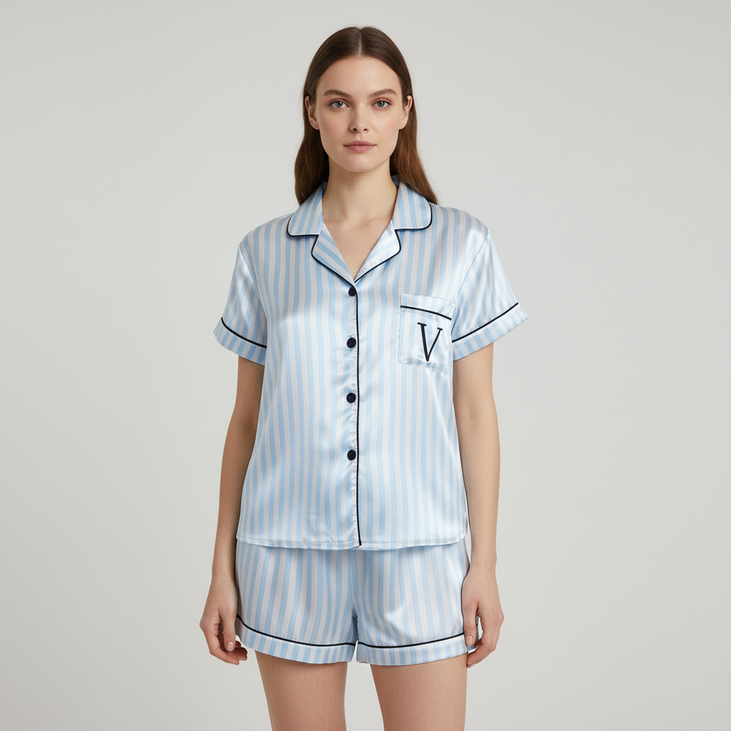 Nordspur | Short Sleeve Satin Pajama Set