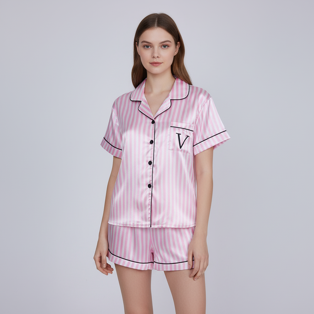 Nordspur | Short Sleeve Satin Pajama Set