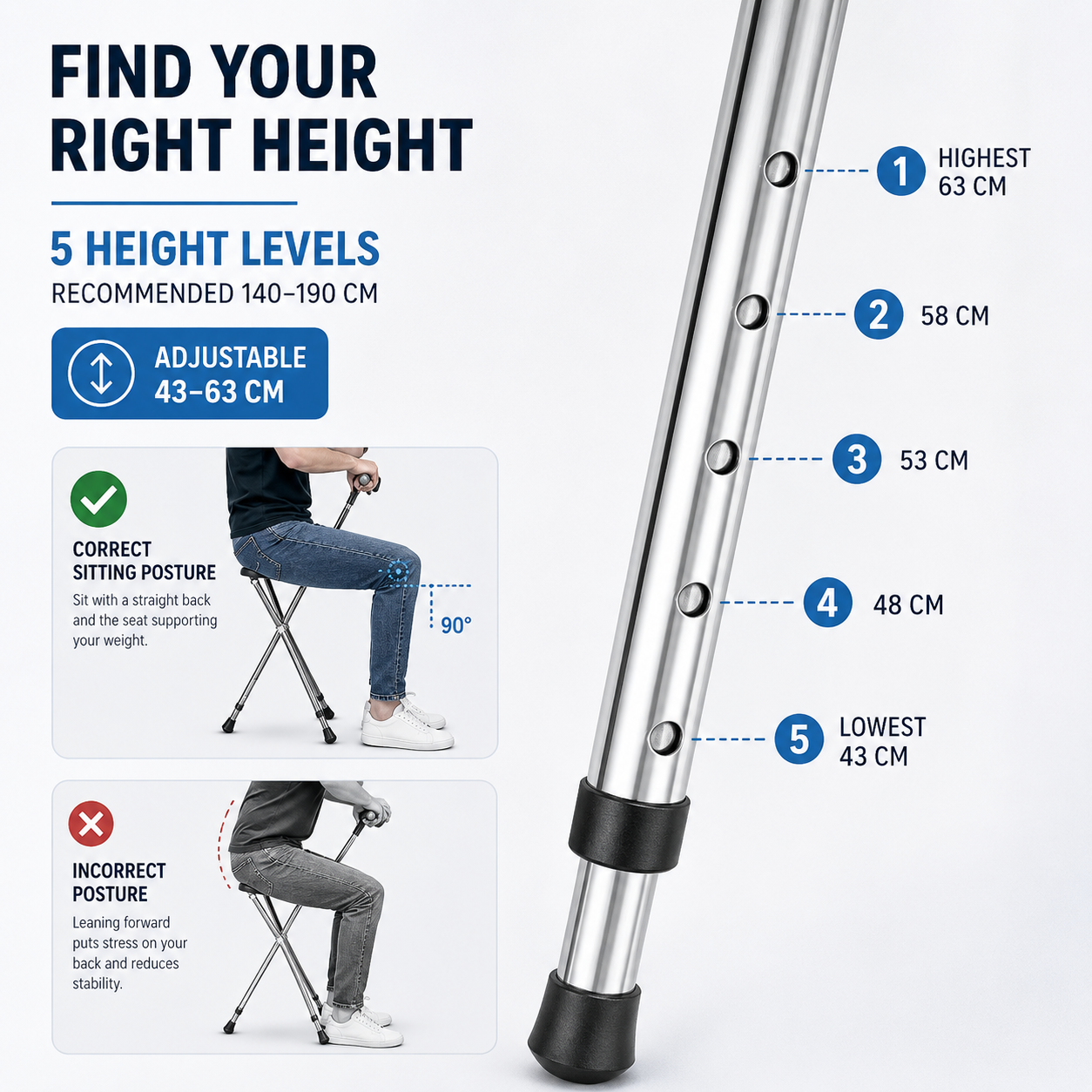 Nordspur | Sitaraid Foldable Aluminum Cane Chair