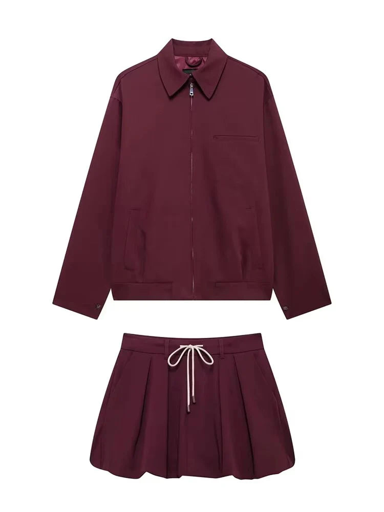 Nordspur | Skirtlyn Oversized Zip Jacket And Mini Skirt Set