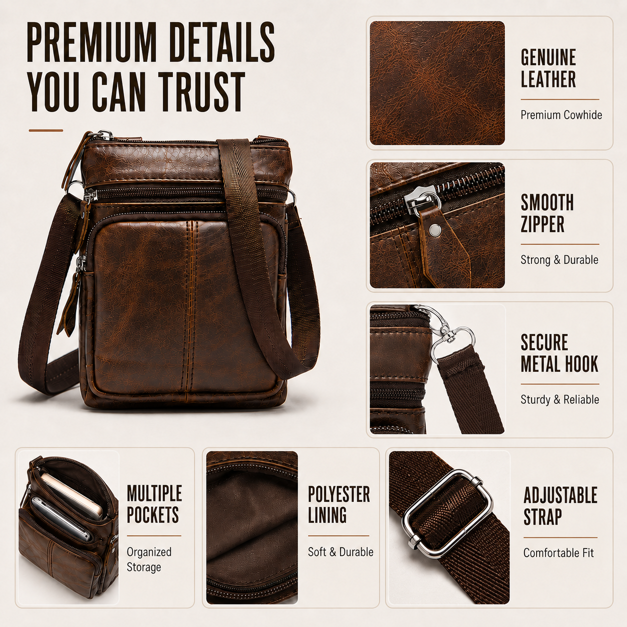 Nordspur | Small Genuine Messenger Handbag